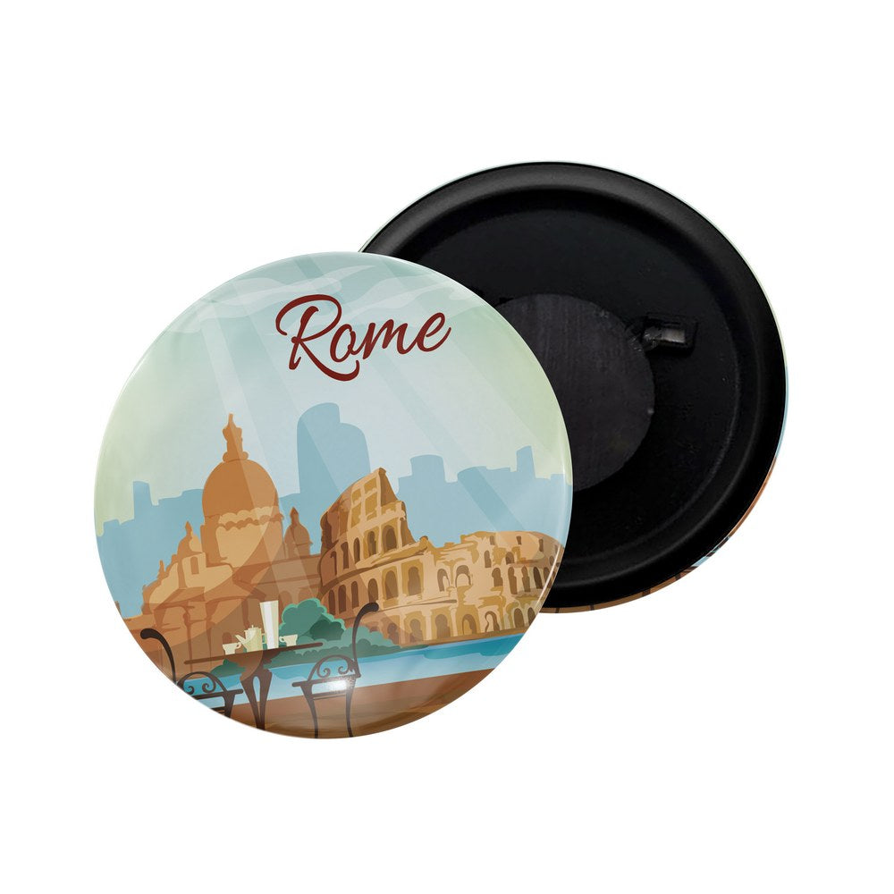 dhcrafts Fridge Magnet Multicolor Italy Rome Glossy Finish Design Pack of 1 (58mm)